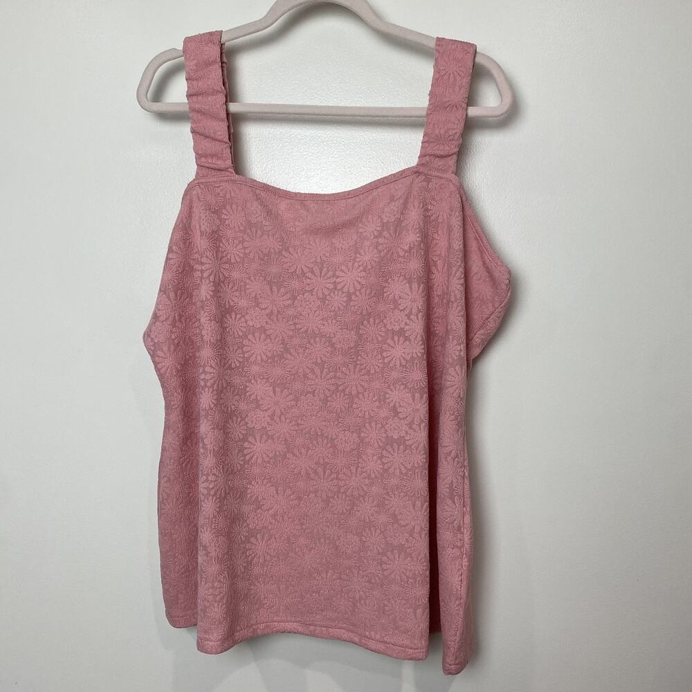 Bloomchic Women's Sz 22 -24 Blush Pink Textured Floral Tank Camisole Top New NWT